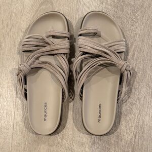 Maurices Taupe Knotted Slide Sandals